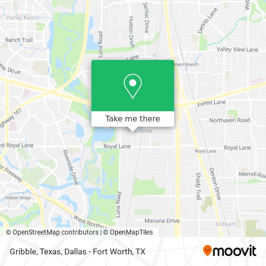 Gribble, Texas map