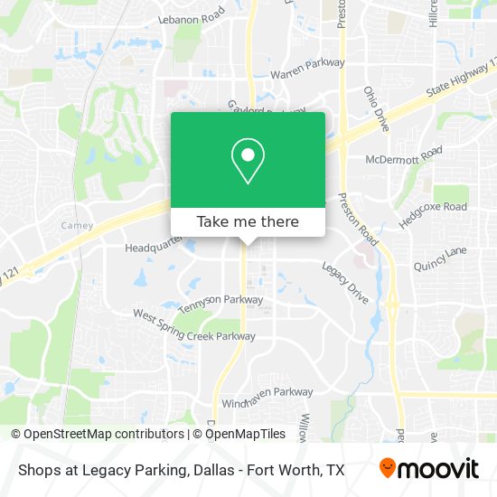 Mapa de Shops at Legacy Parking