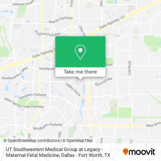 Mapa de UT Southwestern Medical Group at Legacy - Maternal-Fetal Medicine