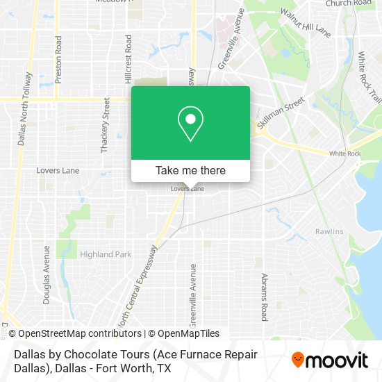 Mapa de Dallas by Chocolate Tours (Ace Furnace Repair Dallas)