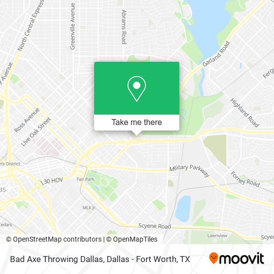 Mapa de Bad Axe Throwing Dallas