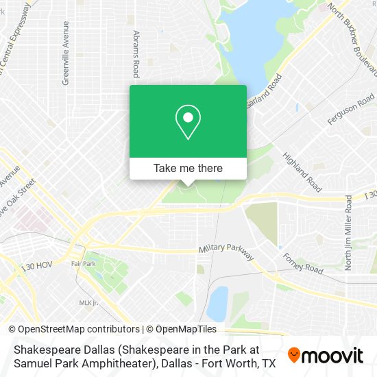 Mapa de Shakespeare Dallas (Shakespeare in the Park at Samuel Park Amphitheater)