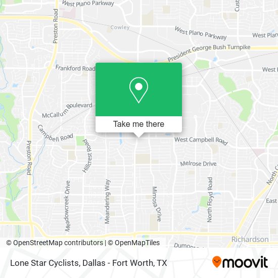 Lone Star Cyclists map