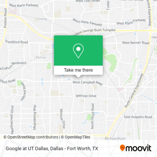 Google at UT Dallas map