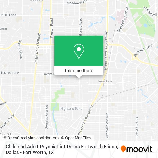 Child and Adult Psychiatrist Dallas Fortworth Frisco map