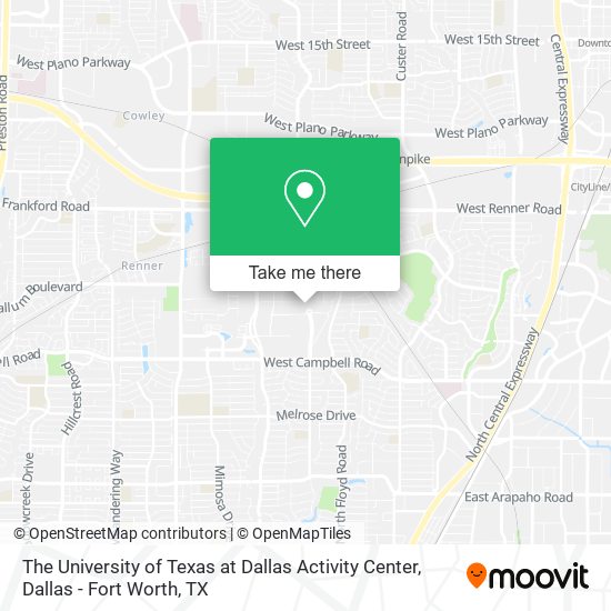 The University of Texas at Dallas Activity Center map