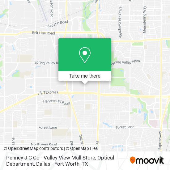 Mapa de Penney J C Co - Valley View Mall Store, Optical Department