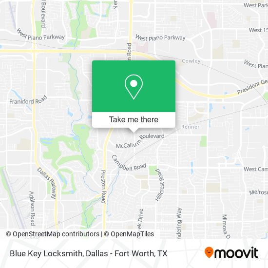Blue Key Locksmith map