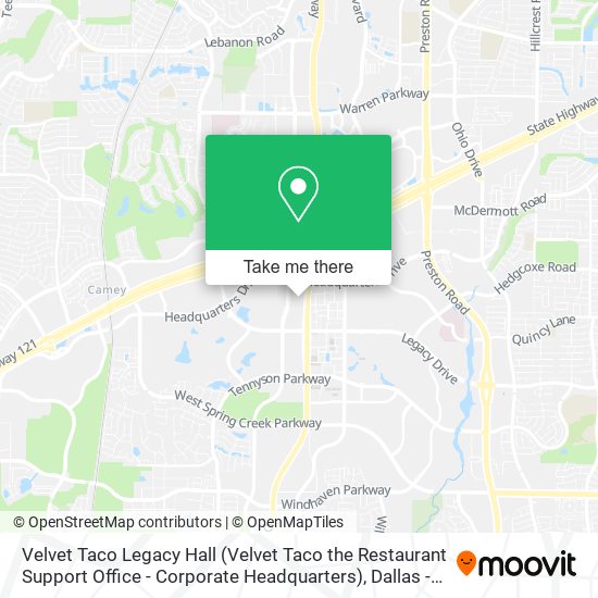 Mapa de Velvet Taco Legacy Hall (Velvet Taco the Restaurant Support Office - Corporate Headquarters)
