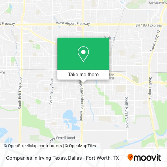 Companies in Irving Texas map