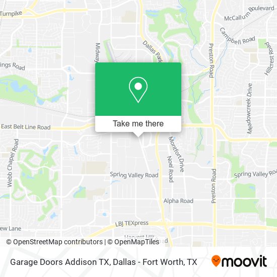Mapa de Garage Doors Addison TX