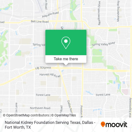 Mapa de National Kidney Foundation Serving Texas