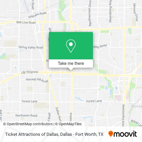 Ticket Attractions of Dallas map