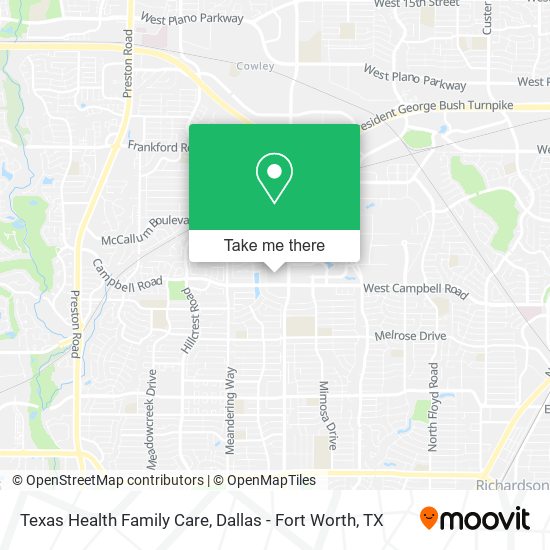 Mapa de Texas Health Family Care