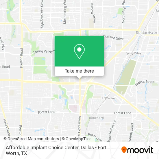 Mapa de Affordable Implant Choice Center