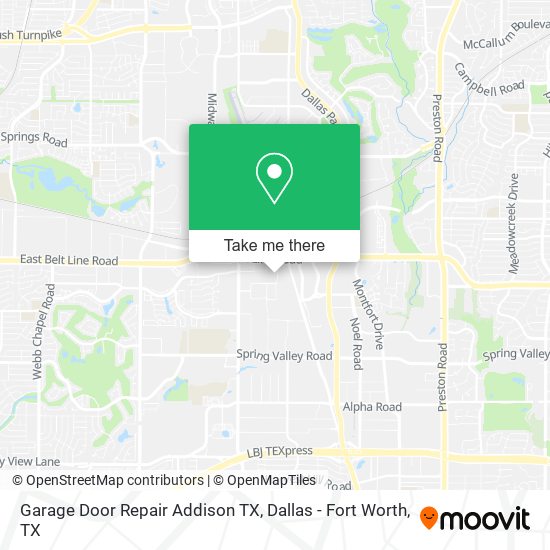 Mapa de Garage Door Repair Addison TX
