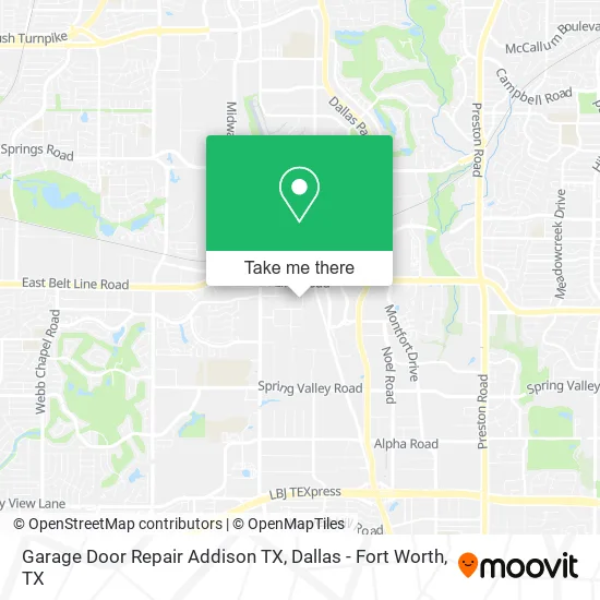 Garage Door Repair Addison TX map