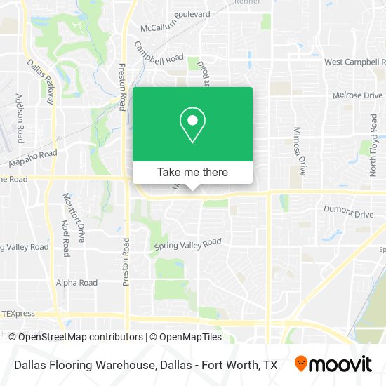 Dallas Flooring Warehouse map