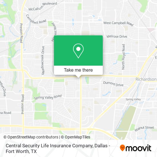 Central Security Life Insurance Company map