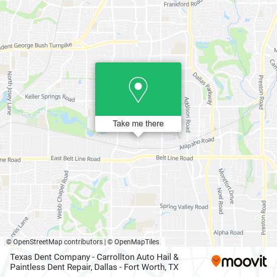 Mapa de Texas Dent Company - Carrollton Auto Hail & Paintless Dent Repair