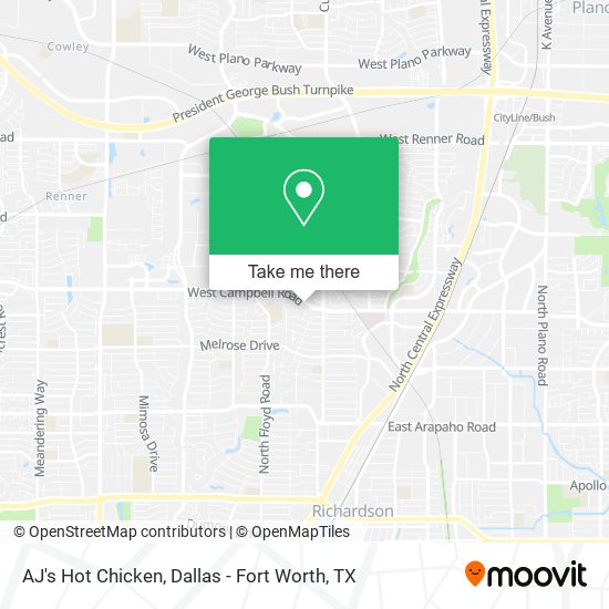 AJ's Hot Chicken map
