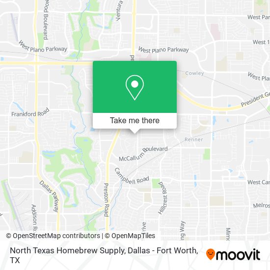 North Texas Homebrew Supply map