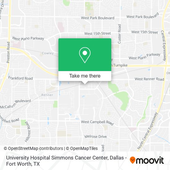 University Hospital Simmons Cancer Center map