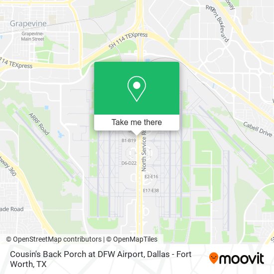Mapa de Cousin's Back Porch at DFW Airport