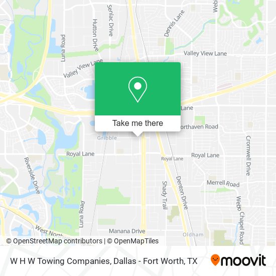W H W Towing Companies map