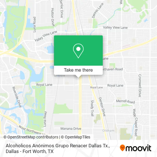 Alcoholicos Anónimos Grupo Renacer Dallas Tx. map