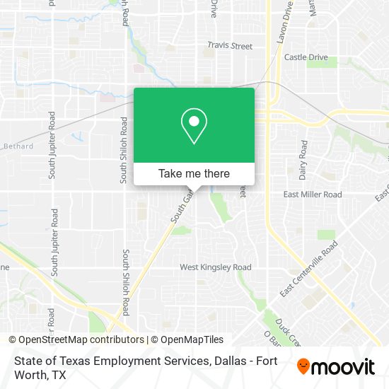 State of Texas Employment Services map