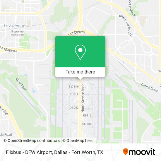 Mapa de Flixbus - DFW Airport