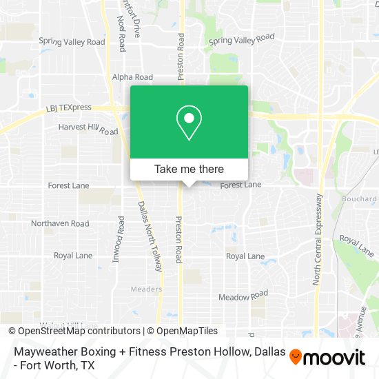 Mayweather Boxing + Fitness Preston Hollow map