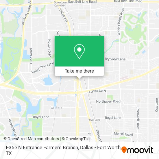 I-35e N Entrance Farmers Branch map