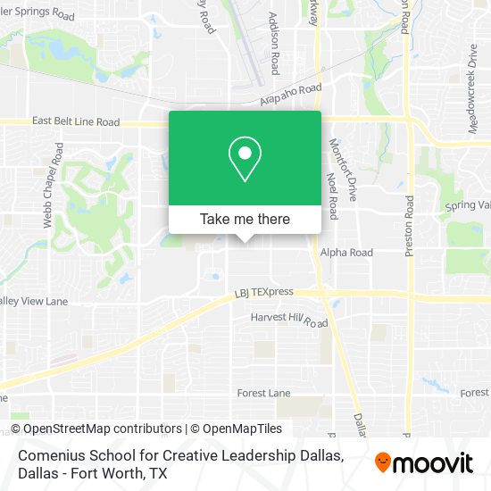 Comenius School for Creative Leadership Dallas map