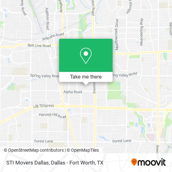 STI Movers Dallas map