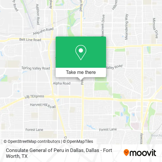Consulate General of Peru in Dallas map