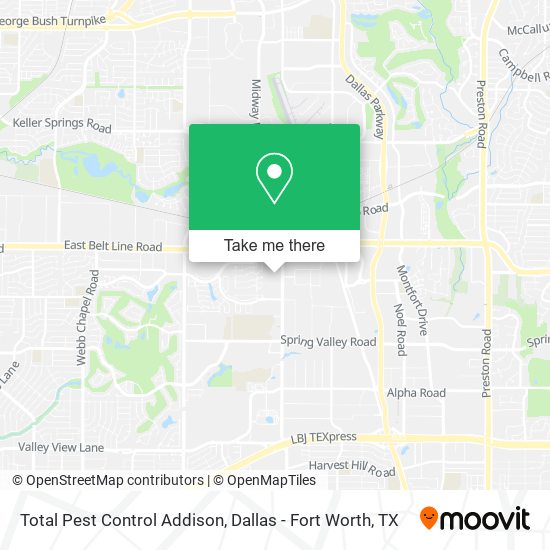 Mapa de Total Pest Control Addison