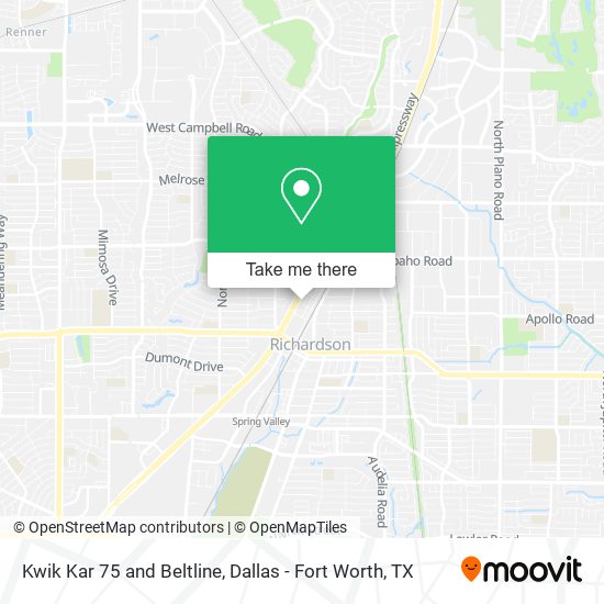 Kwik Kar 75 and Beltline map