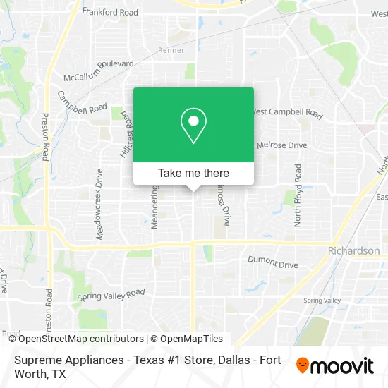 Supreme Appliances - Texas #1 Store map