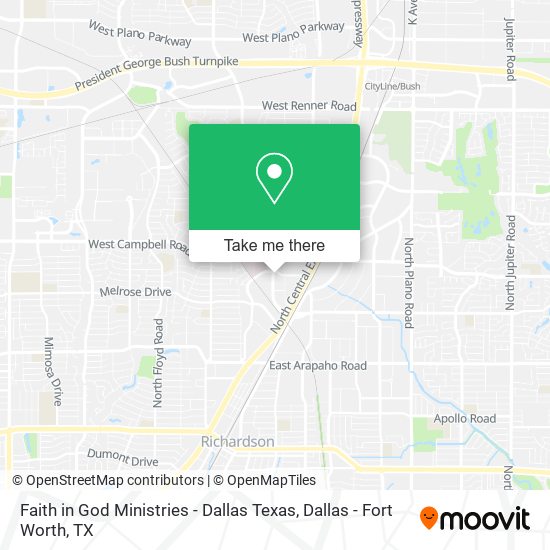 Faith in God Ministries - Dallas Texas map