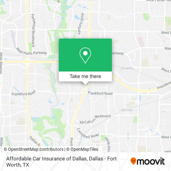 Affordable Car Insurance of Dallas map