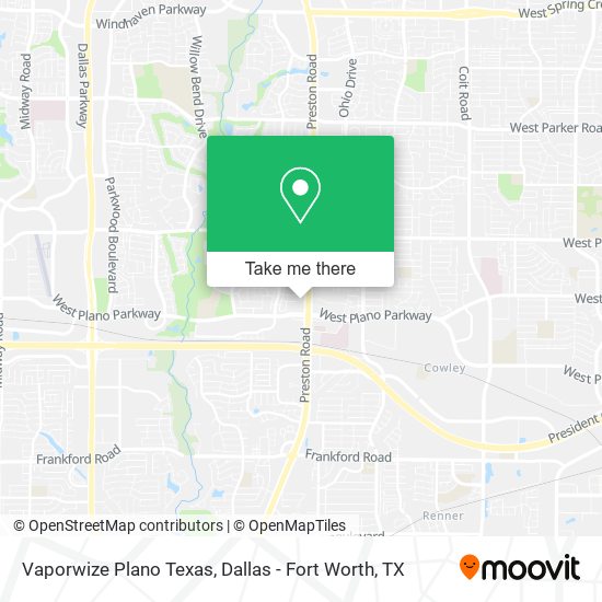 Mapa de Vaporwize Plano Texas