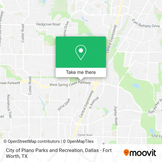 City of Plano Parks and Recreation map