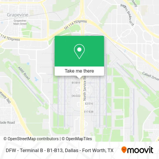 Mapa de DFW - Terminal B - B1-B13