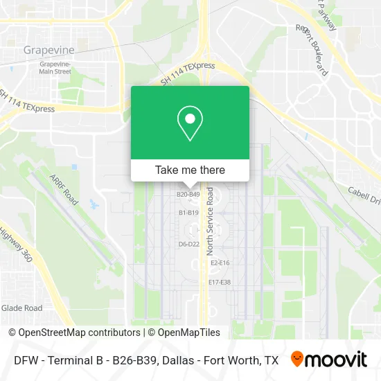 Mapa de DFW - Terminal B - B26-B39
