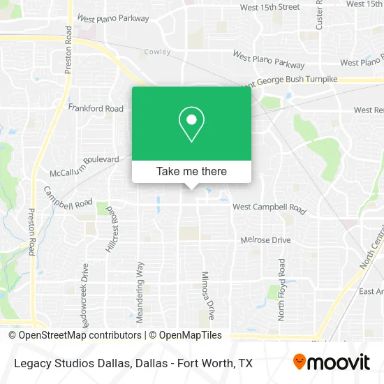 Legacy Studios Dallas map