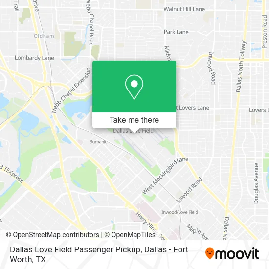 Dallas Love Field Passenger Pickup map