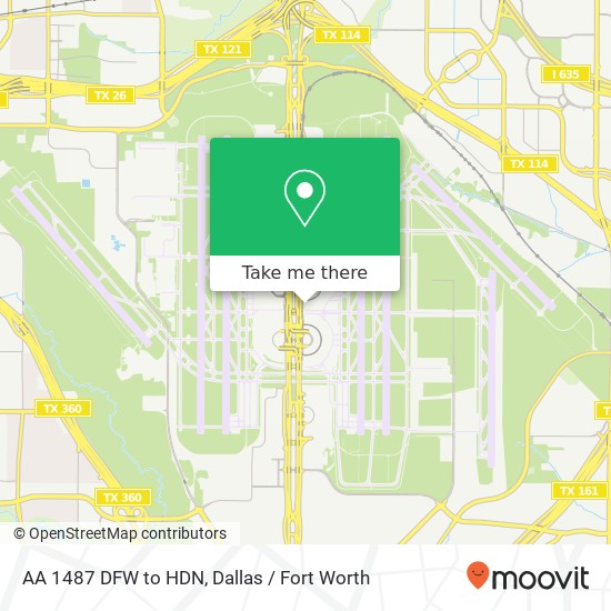 AA 1487 DFW to HDN map