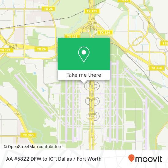 AA #5822 DFW to ICT map